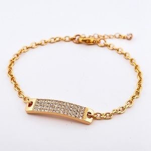 Crystal Pave Gold ID Bracelet with 14k Gold Plate- NEW